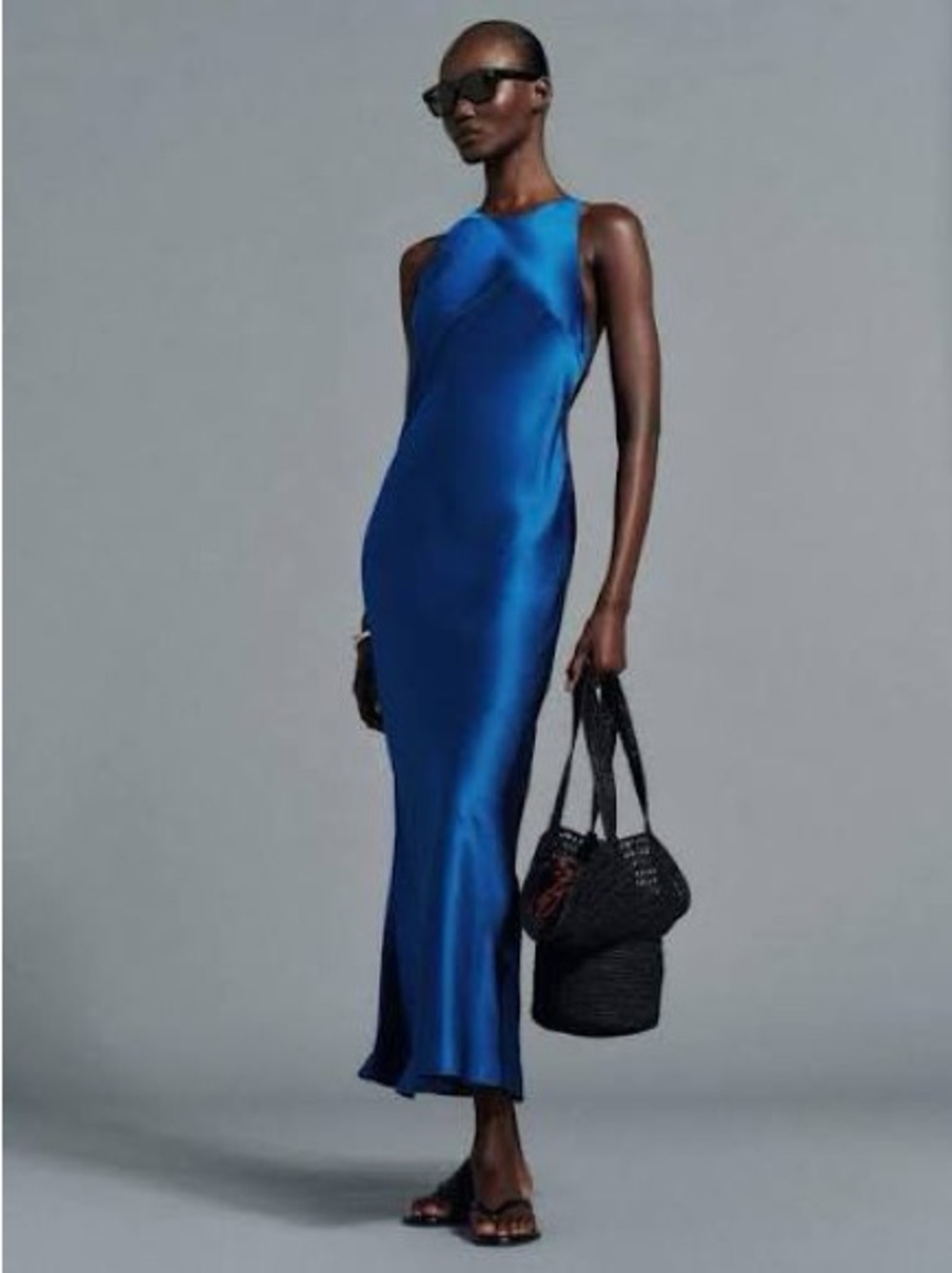 NWT Reformation Noe Sea Blue Silk Midi Slip Dress - Picture 4 of 4